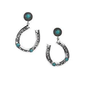 West And Company Horseshoe with Turquoise Detail Stud Earrings