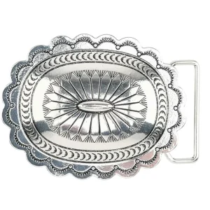 West And Company Oval Burnished Silver Stamped Buckle