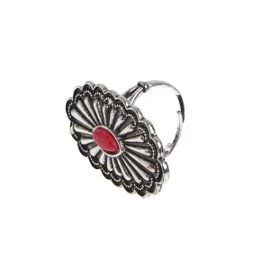 West And Company Red Accent Concho Ring