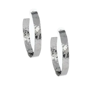 West And Company Silver Hammered Hoop Earrings