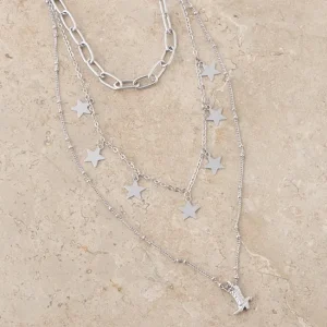 West And Company Silver Layered Stars and Boot Necklace