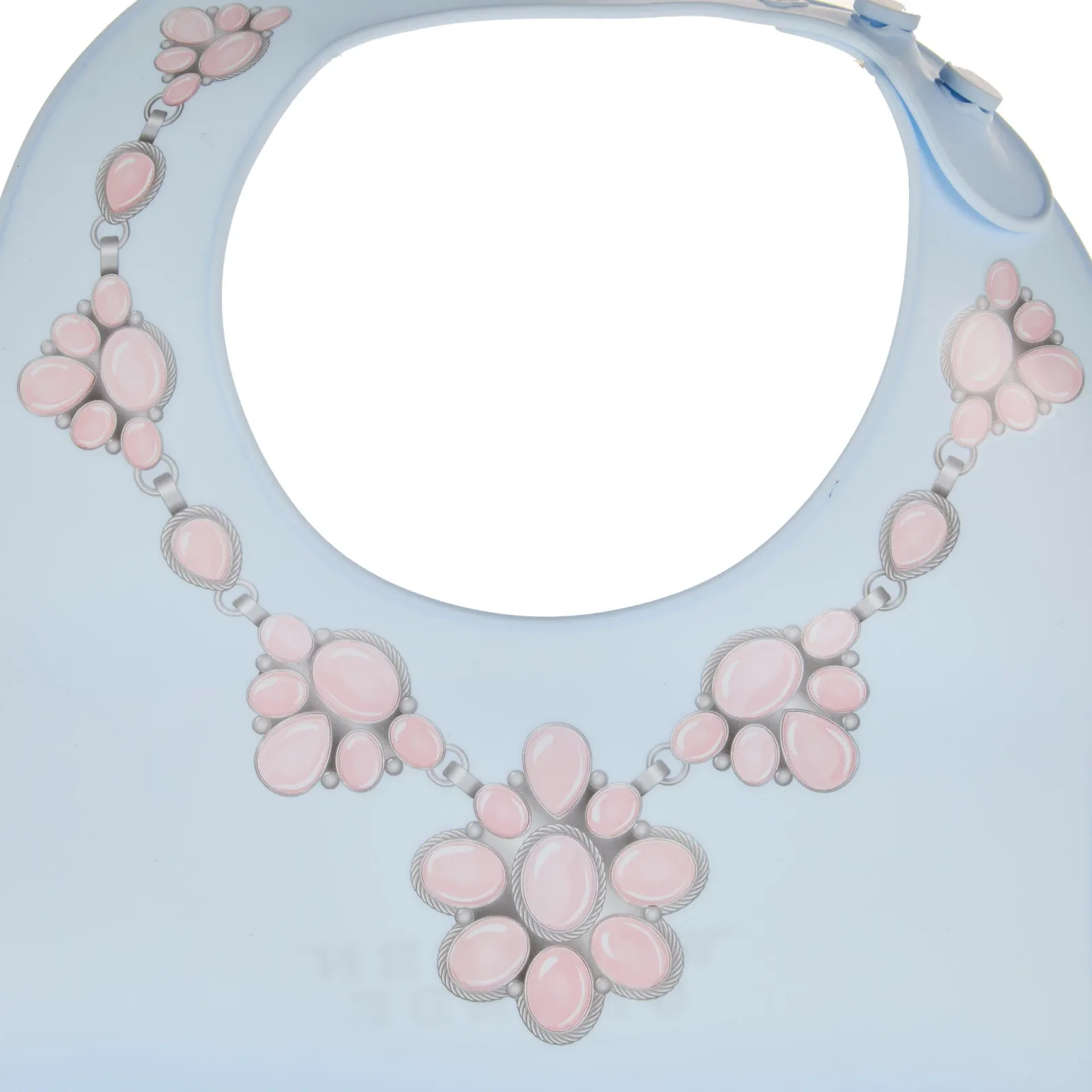 Western Grande Baby Blue Bib with Pink Cluster Print - Image 2
