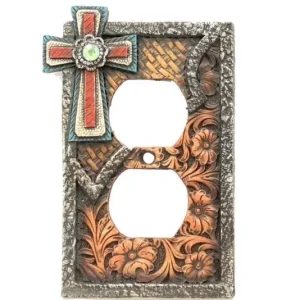 Western Moments Cross Double Outlet Plate