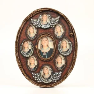 Western Moments Horse Shoe Wing Oval 8 Pic Frame