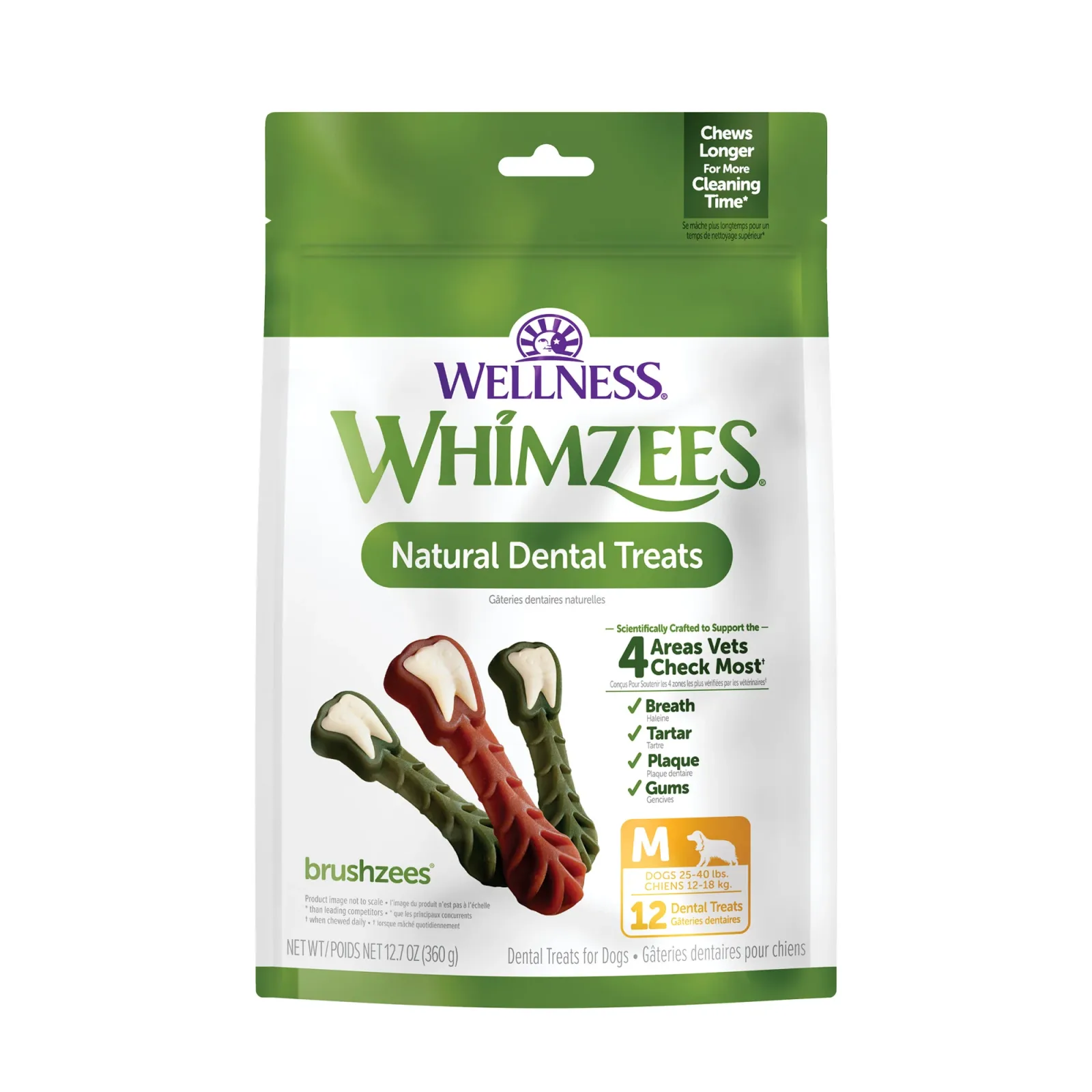 Whimzees Brushzees Natural Daily Dental Medium Breed Dog Treats - Image 2