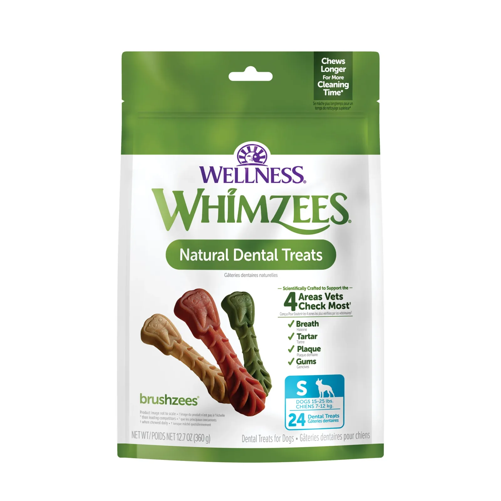Whimzees Brushzees Natural Daily Dental Medium Breed Dog Treats