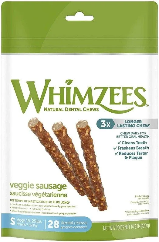 Whimzees Natural Dog Treats - Veggie Sausage Sticks