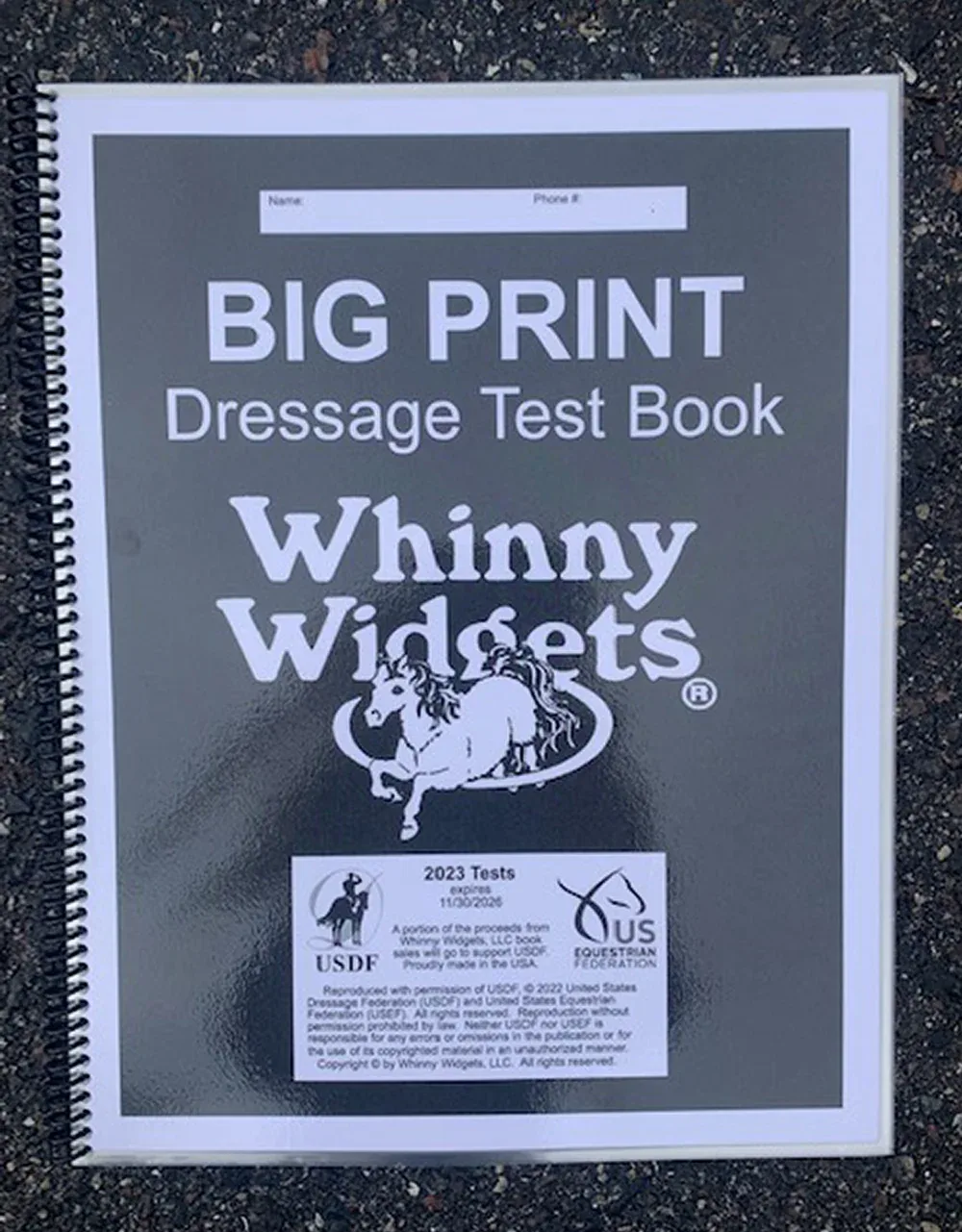 Whinny Widgets® Big Print Dressage Test Book (2023-2027)