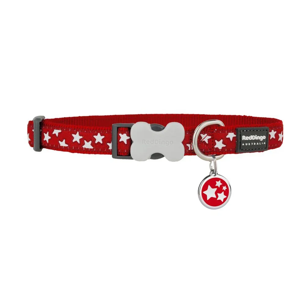 White Stars on Red Dog Collar - Image 2