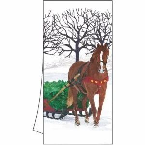 Winter Horse Sleigh Kitchen Towel 18" x 26"