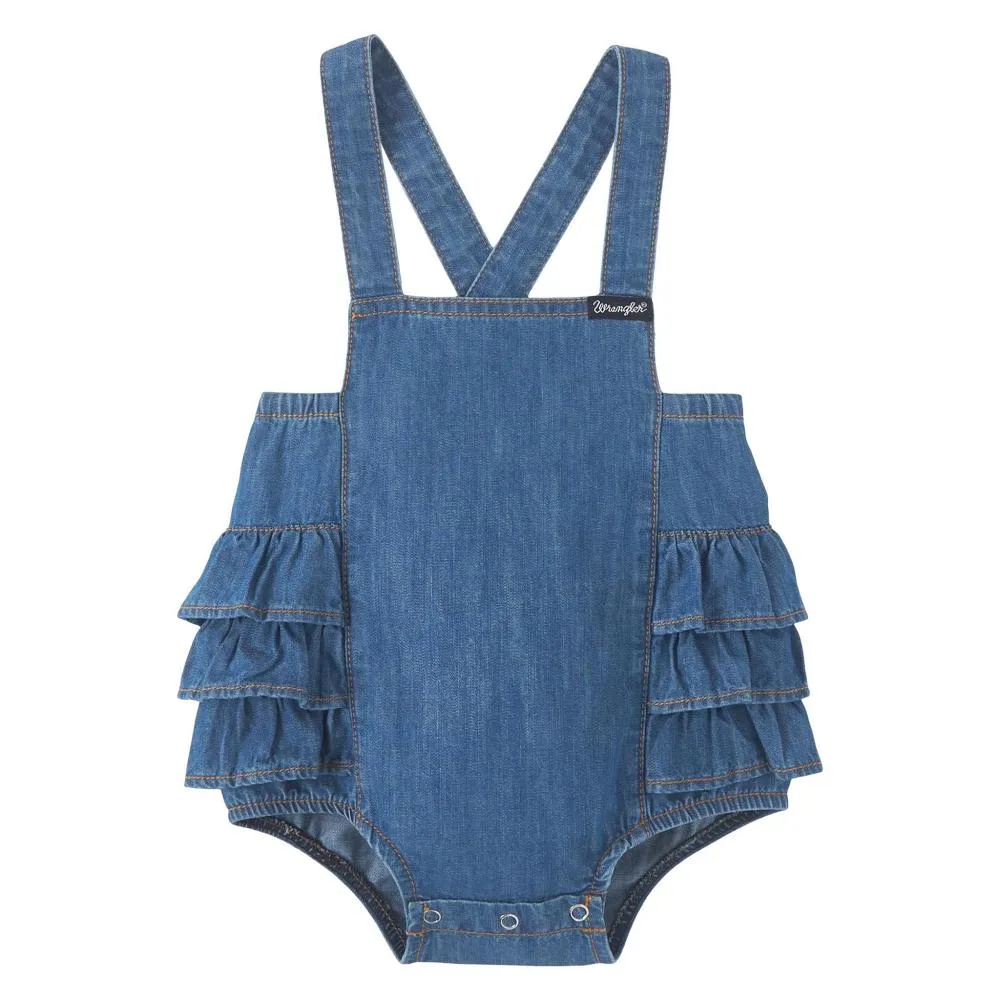 Wrangler Baby Girls Chambray Ruffle Onesie