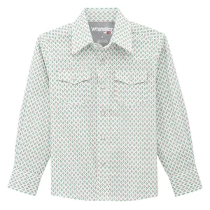 Wrangler Boy's 20X Advanced Comfort Green Printed Shirt