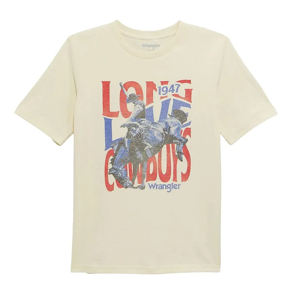 Wrangler Boy's Antique White Long Live Cowboys Tee Shirt