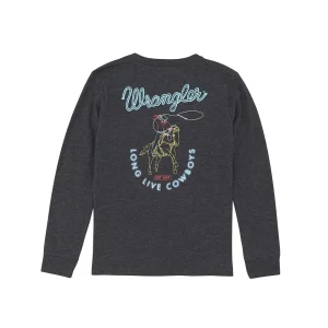 Wrangler Boy's Caviar Long Live Cowboys Long Sleeve Tee Shirt