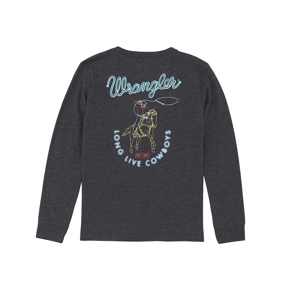 Wrangler Boy's Caviar Long Live Cowboys Long Sleeve Tee Shirt