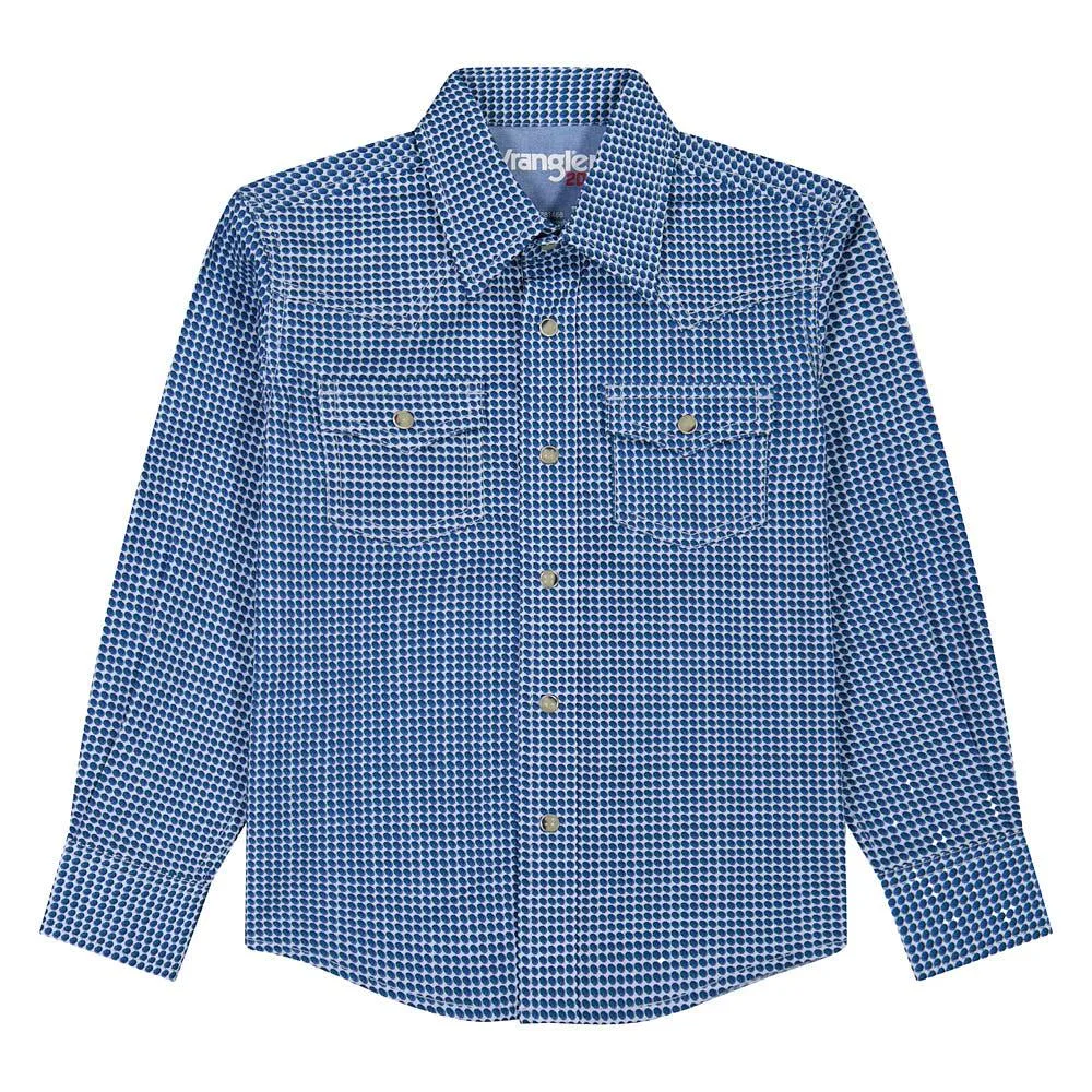 Wrangler Boy's Navy Geometric Print Shirt