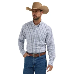 Wrangler George Strait White Blue Check Shirt