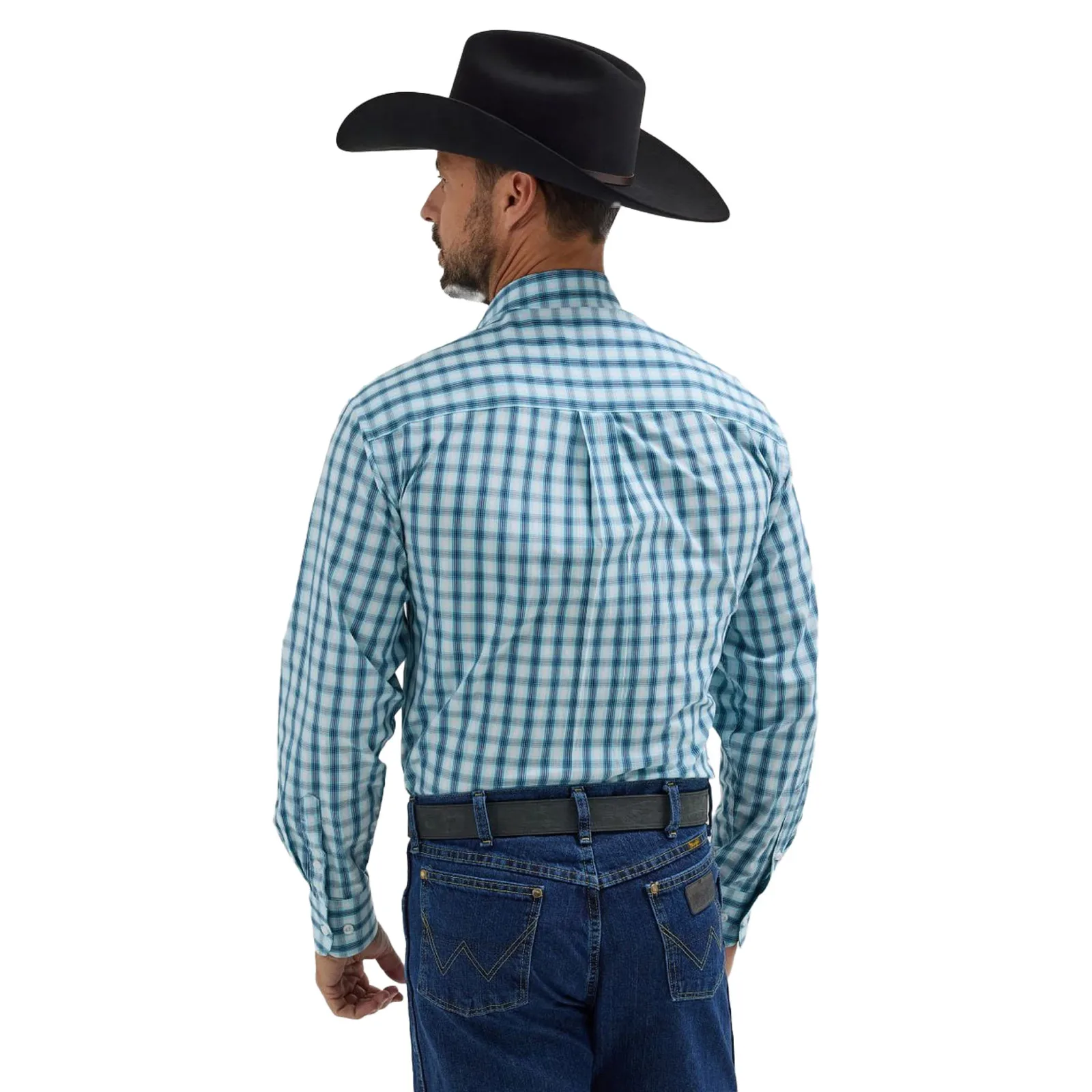 Wrangler George Strait White Teal Plaid - Image 2