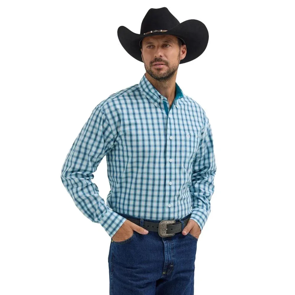 Wrangler George Strait White Teal Plaid