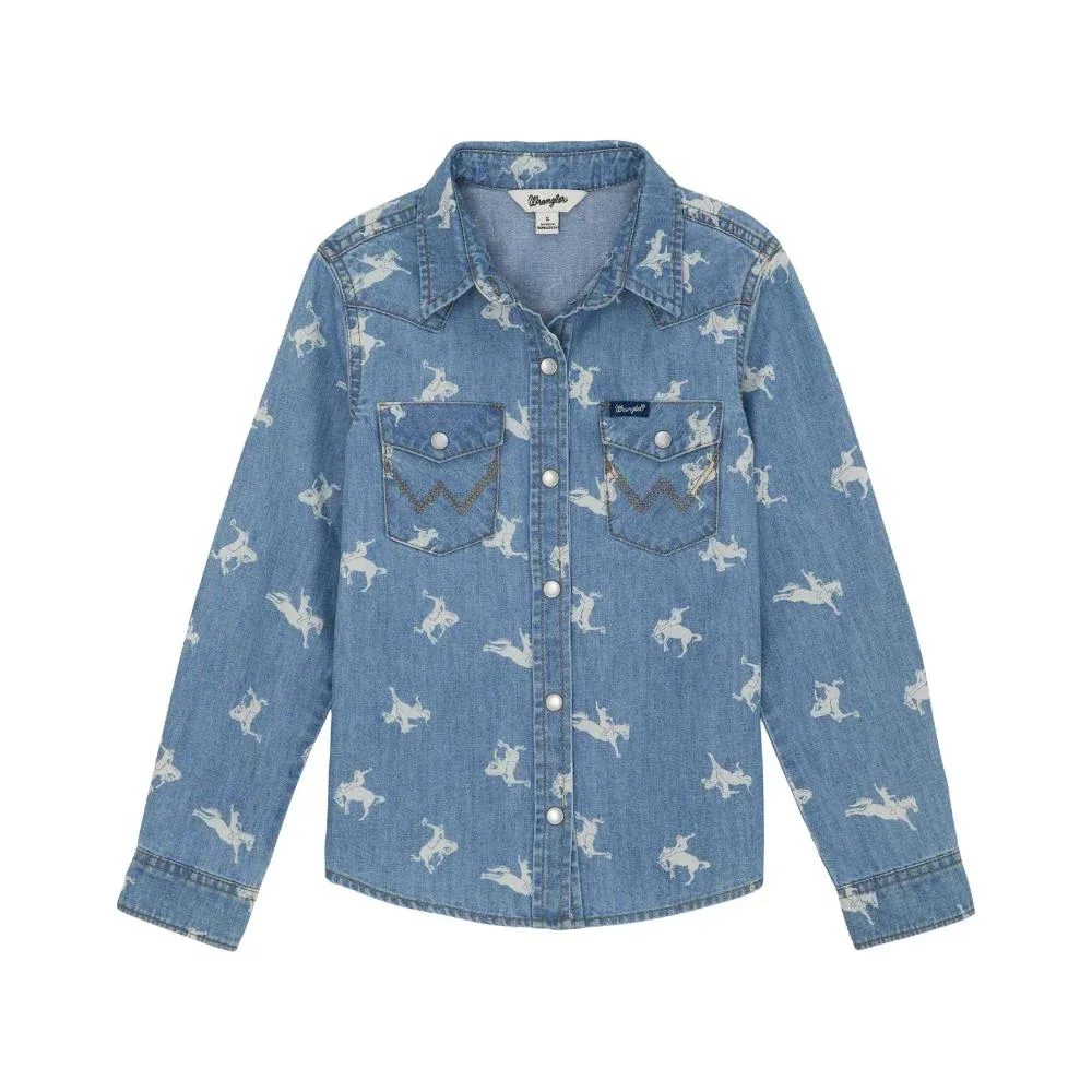 Wrangler Girls' Bucking Horse Denim Shirt