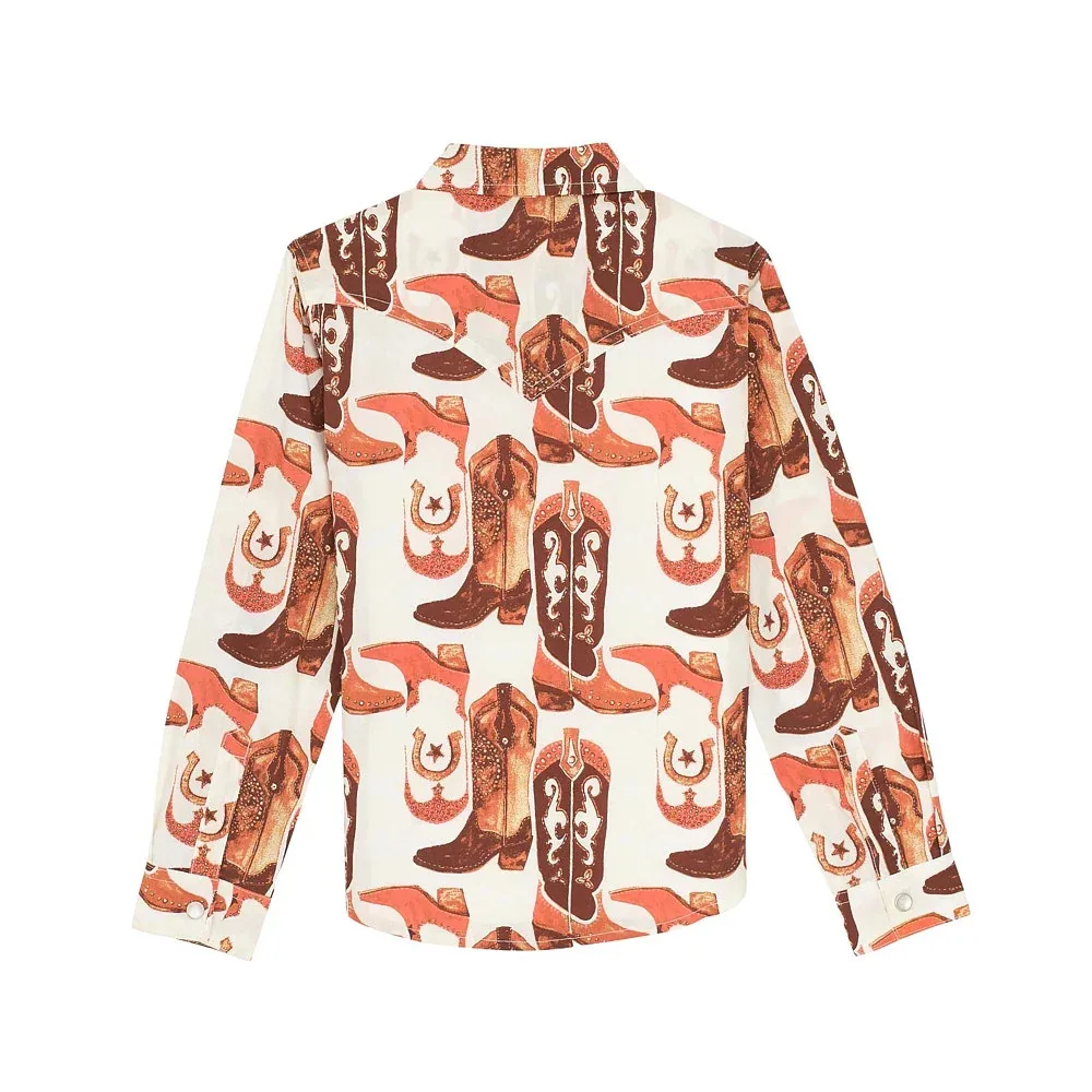 Wrangler Girl's Pink Boot Print Shirt - Image 2