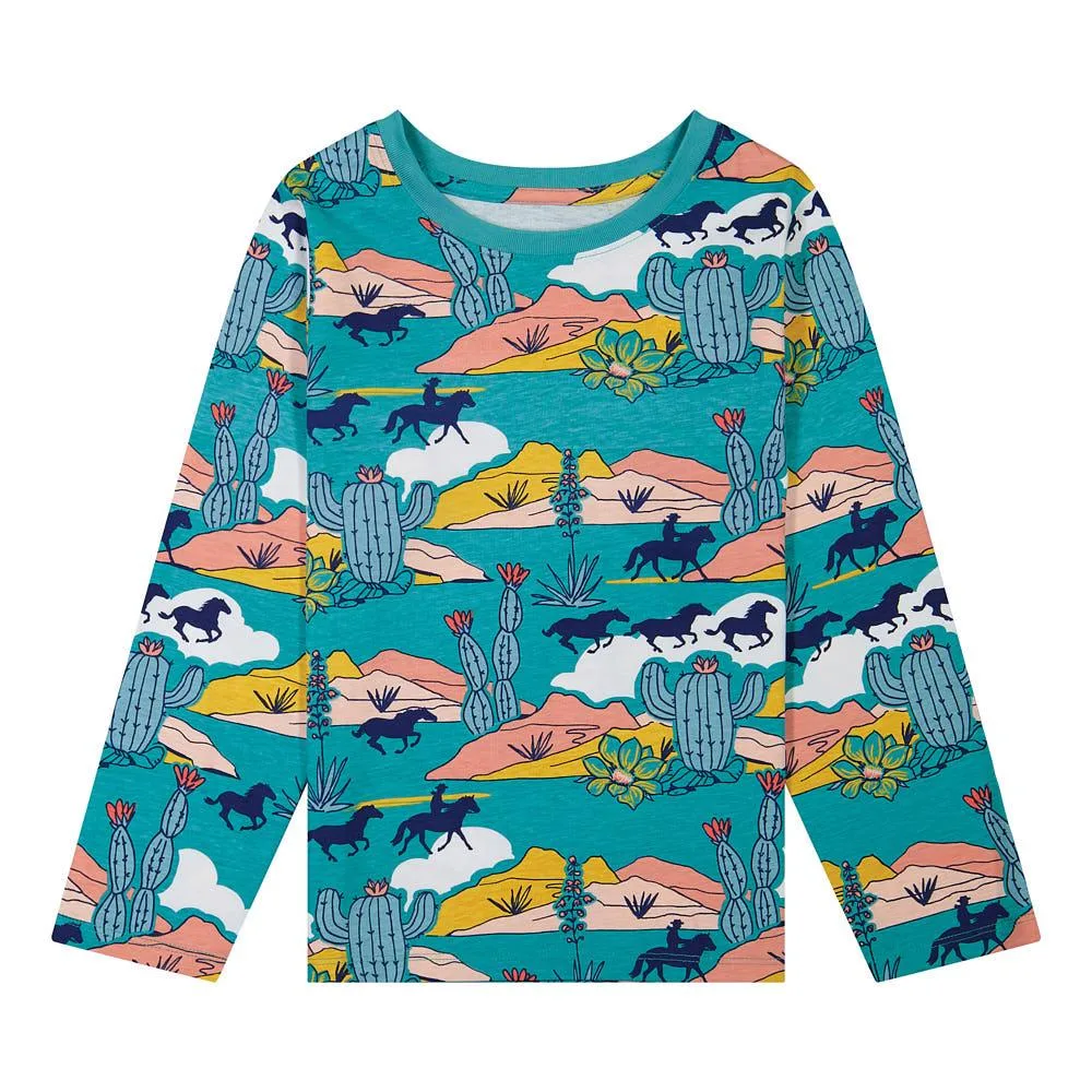 Wrangler Girl's Turquoise Desert Scene Tee Shirt