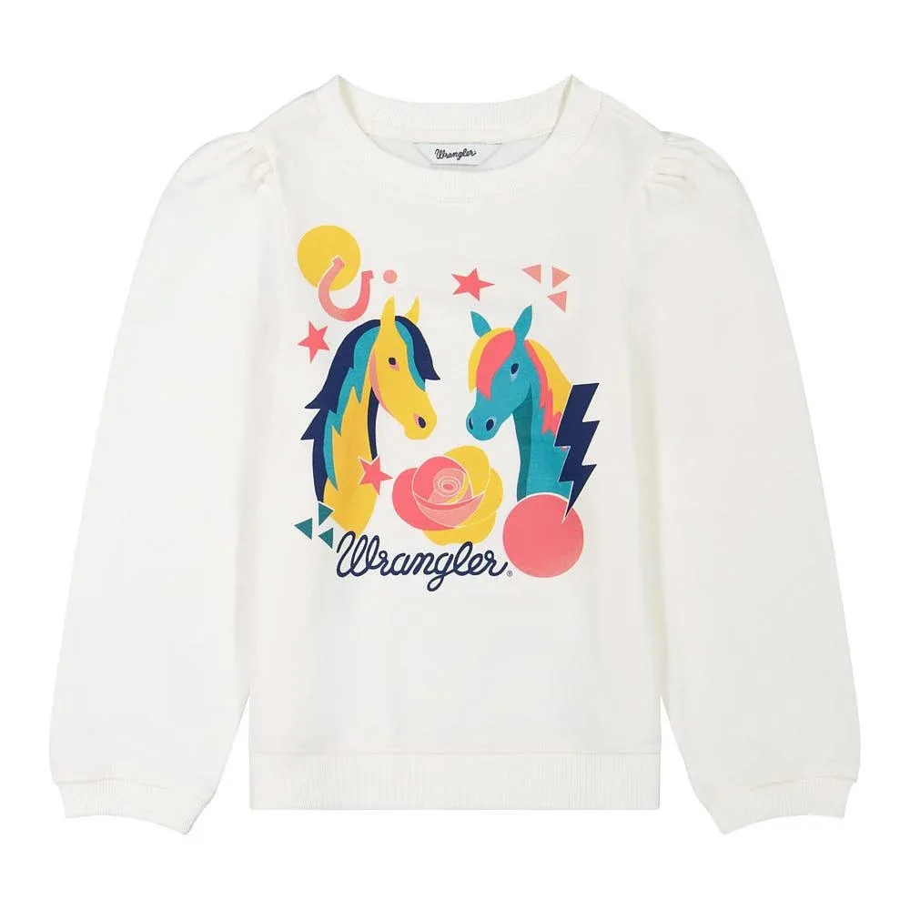 Wrangler Girl's White Horse Sweatshirt