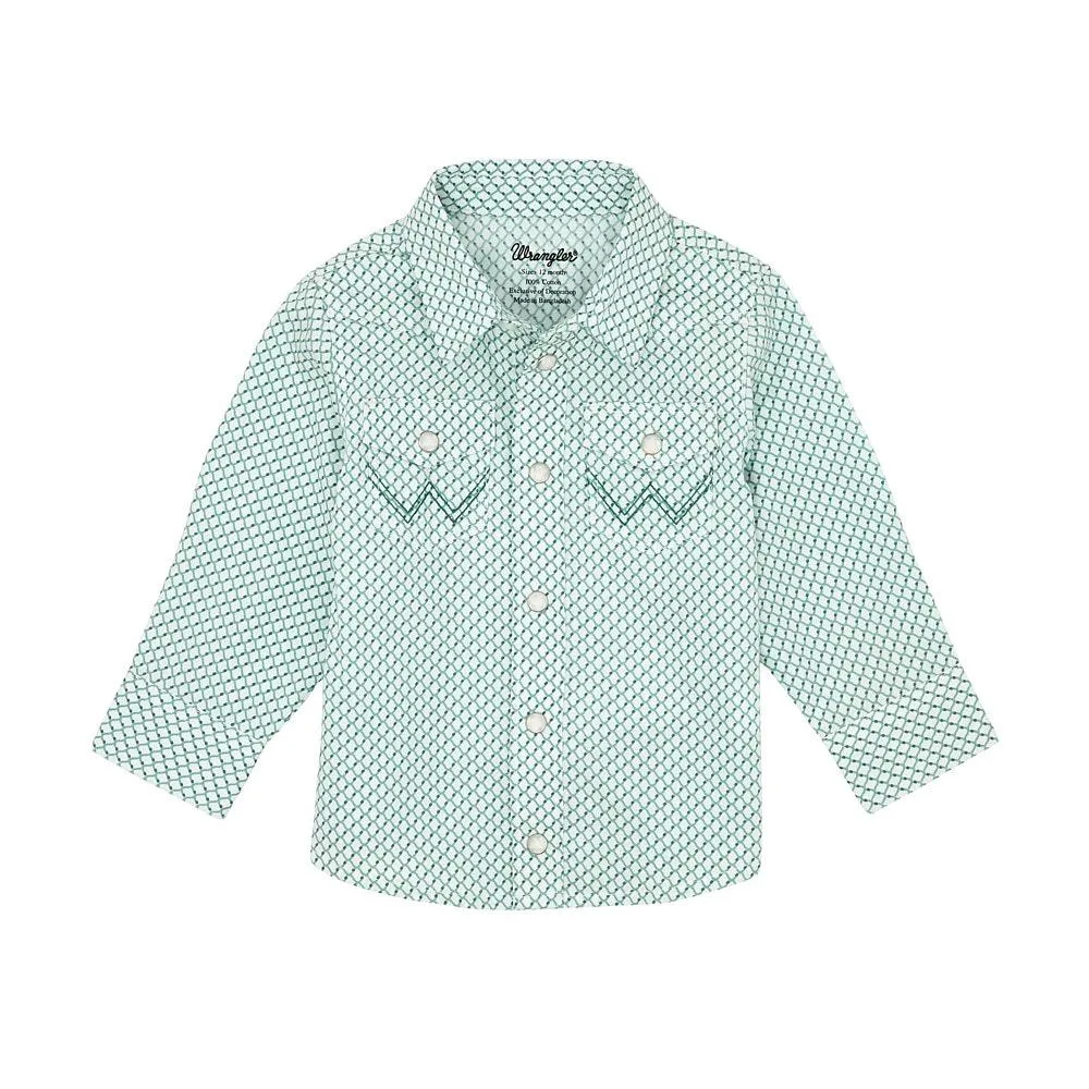 Wrangler Infant Teal Long Sleeve Snap Shirt