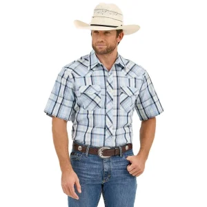 Wrangler Mens 20X Comfort White/Blue Shirt