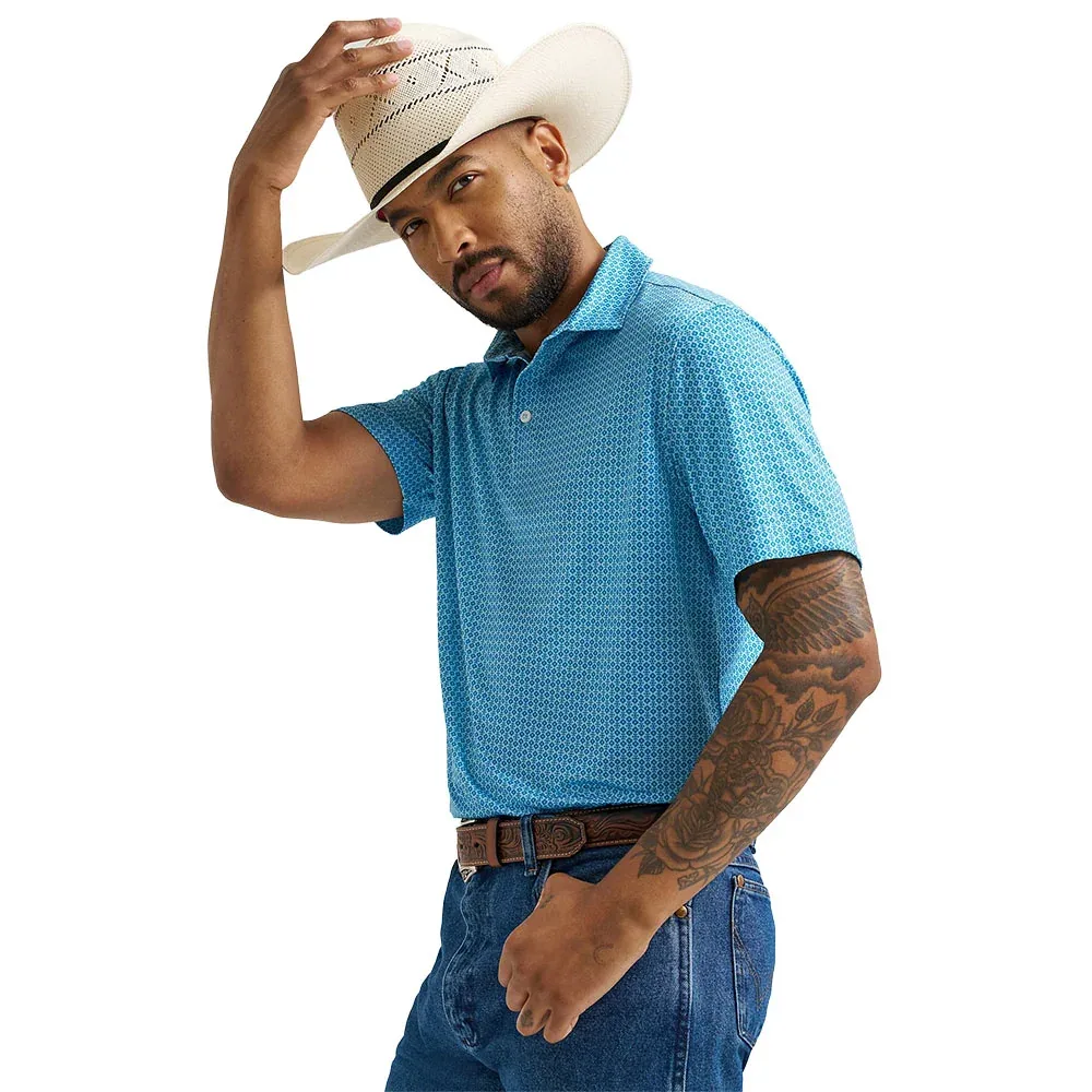Wrangler Men's Airy Blue Performance Polo - Image 2