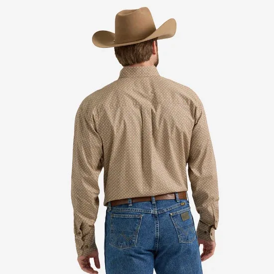 Wrangler Mens Brown Printed Long Sleeve Button Shirt - Image 2
