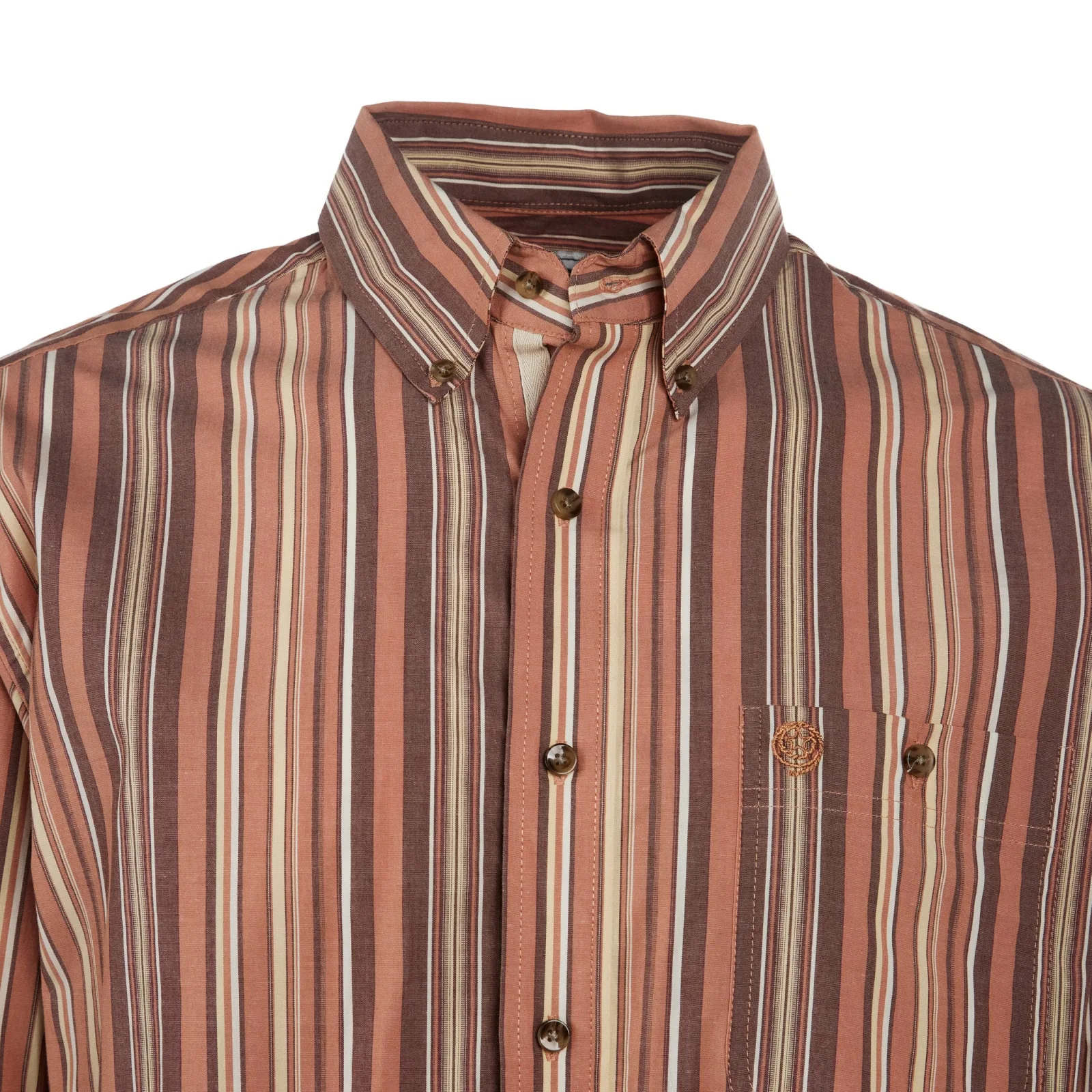 Wrangler Mens George Strait Brown Stripe Long Sleeve Button Down Shirt - Image 2