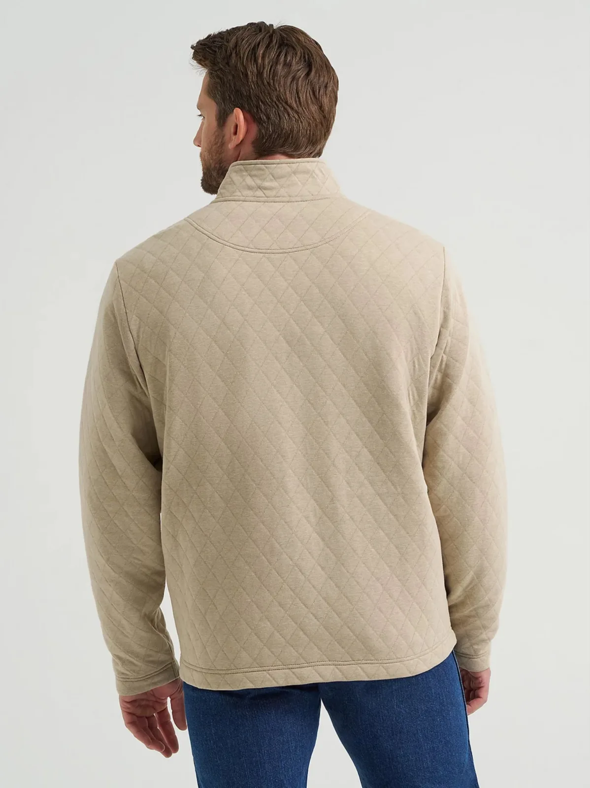 Wrangler Men's George Strait Quarter Zip Quilted Tan Pullover - Image 2