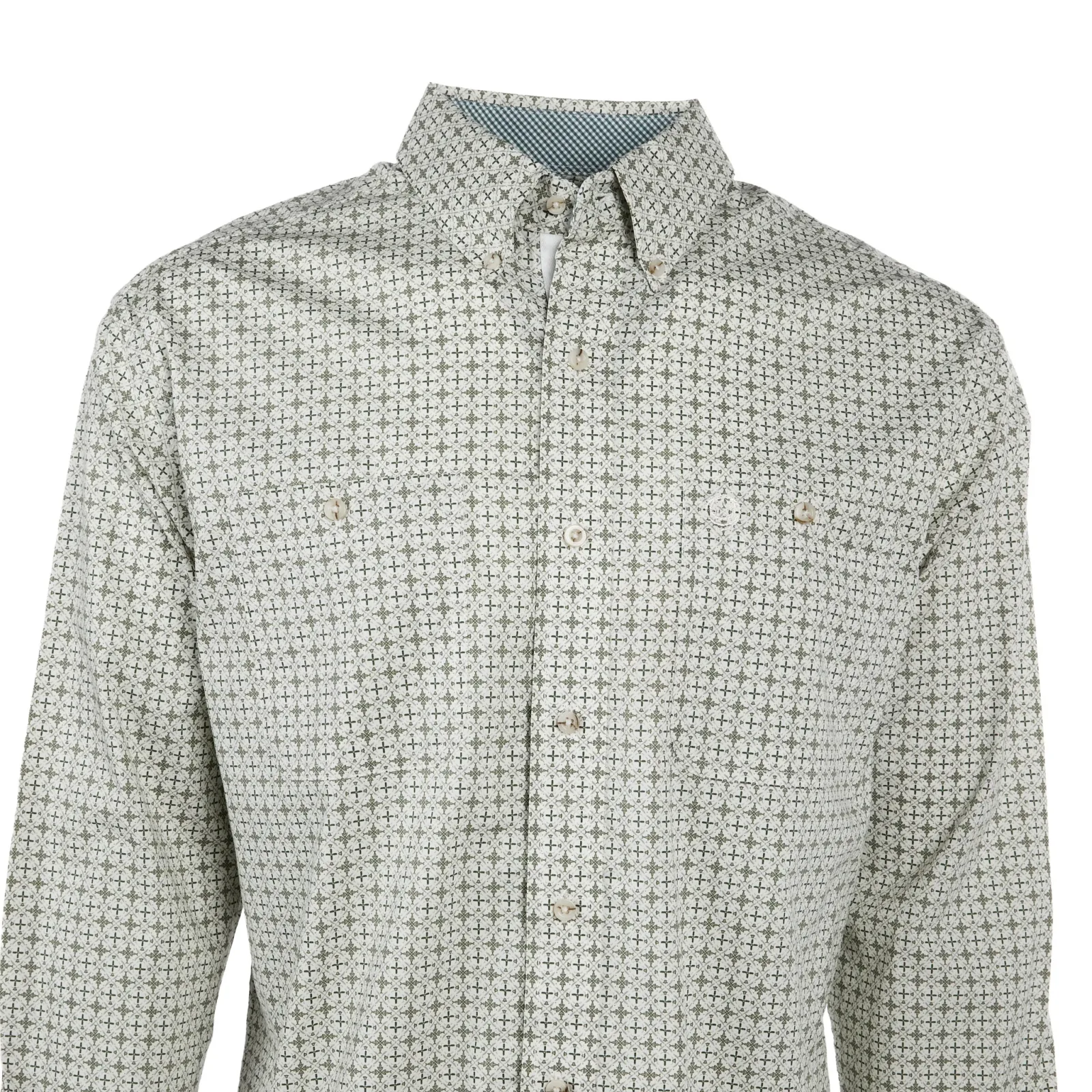 Wrangler Mens George Strait Tan Print Long Sleeve Button Down Shirt - Image 2