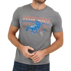 Wrangler Men's Logo Roper Pewter Tee