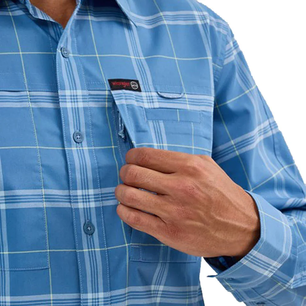 Wrangler Mens Mangosteen Plaid ATG Long Sleeve Button Down Shirt - Image 2