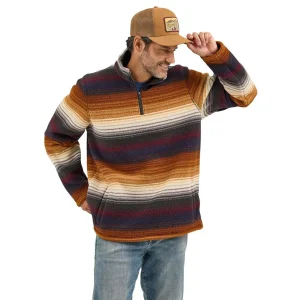 Wrangler Men's Striped Quarter Zip Sherpa Pullover