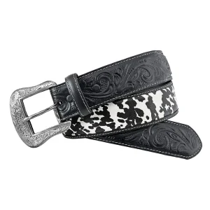Wrangler Women's Black & White Cow Print Belt