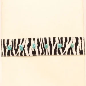 Zebra Fabric Crystal Concho HeadbandBk/Wh