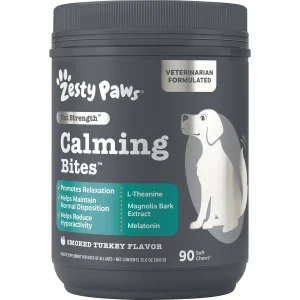 Zesty Paws Vet Strength Calming Bites, Turkey Flavor, 90ct for Dogs