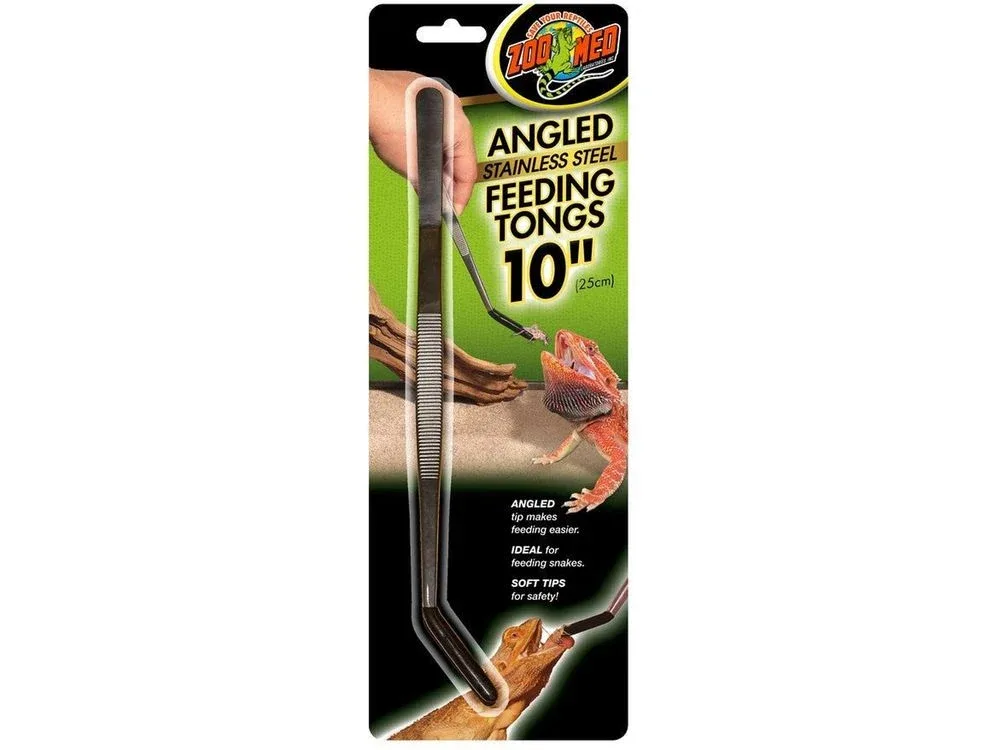 Zoo Med Angled Stainless Steel Feeding Tongs 10″