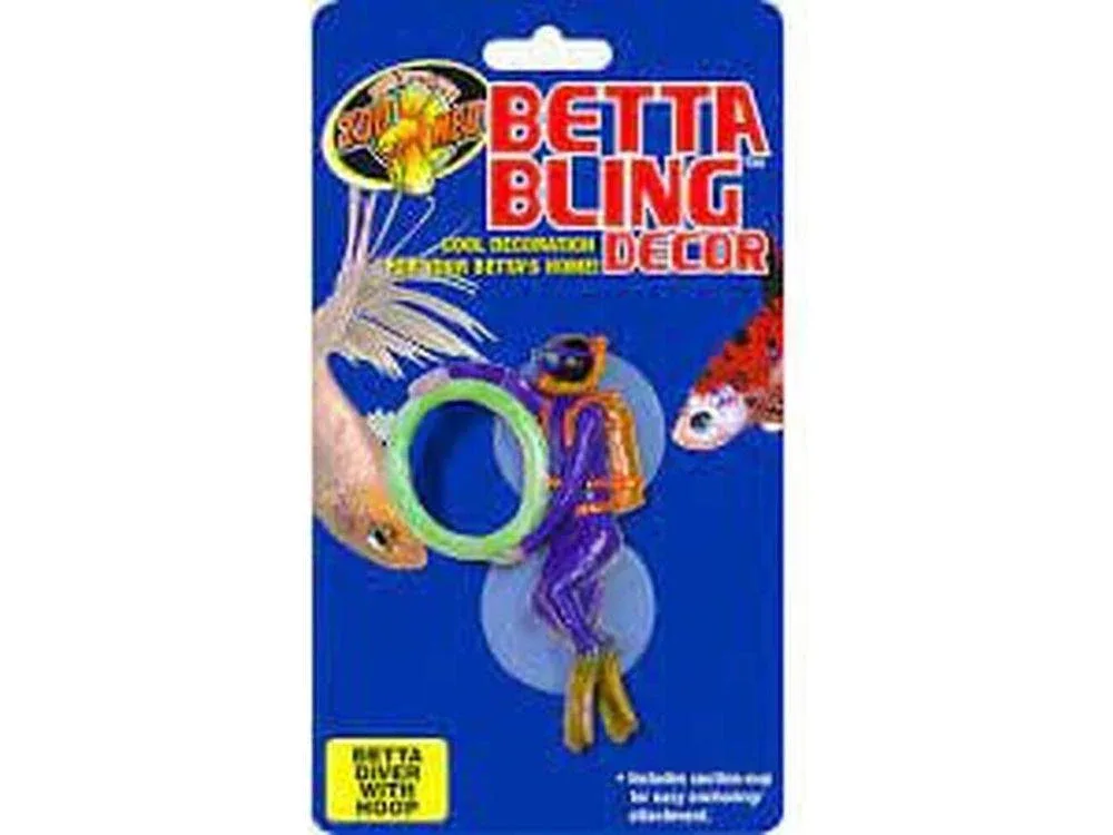 Zoo Med Betta Bling Decor, Scuba Diver With Hoop