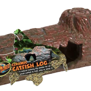 Zoo Med Ceramic Catfish Log Aquarium Ornament Brown 6.45in MD