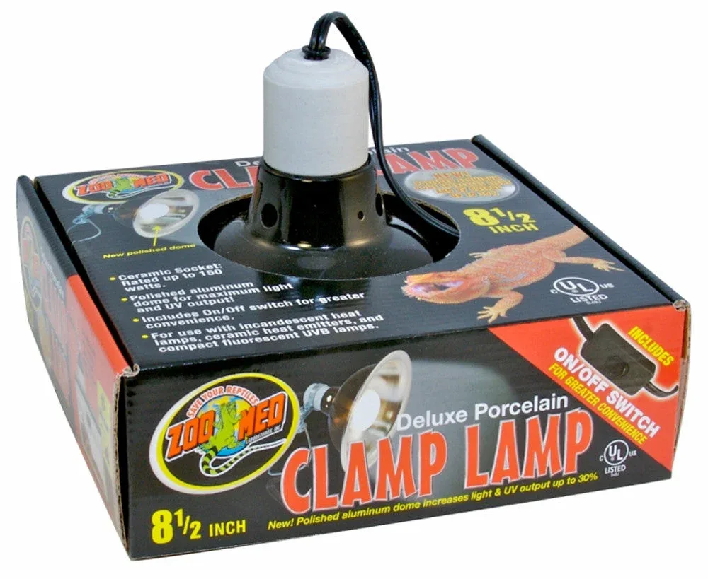 Zoo Med Deluxe Porcelain Clamp Lamp Fixture Black 8.5 in