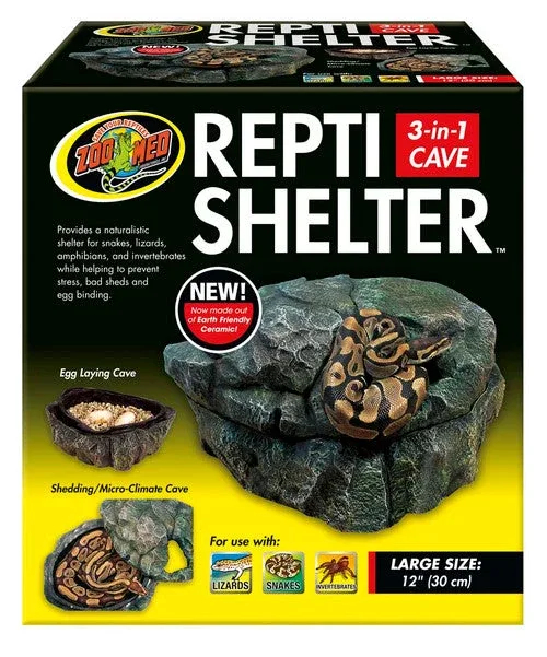Zoo Med Repti Shelter 3-in-1 Cave Terrarium Hideaway Black 12in LG - Image 2