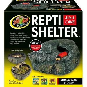 Zoo Med Repti Shelter 3-in-1 Cave Terrarium Hideaway Black 8in MD
