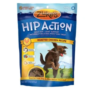 Zukes Hip Action Hip & Joint Supplement Dog Treat - Roasted Chicken Recipe 1 lb
