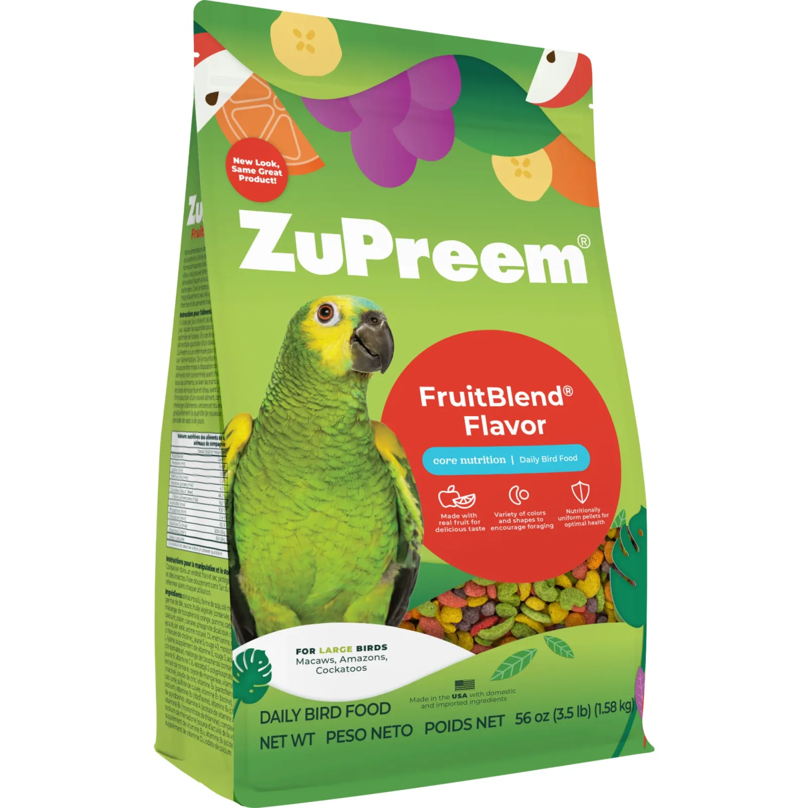 Zupreem FruitBlend Flavor Food with Natural Flavors for Large Birds