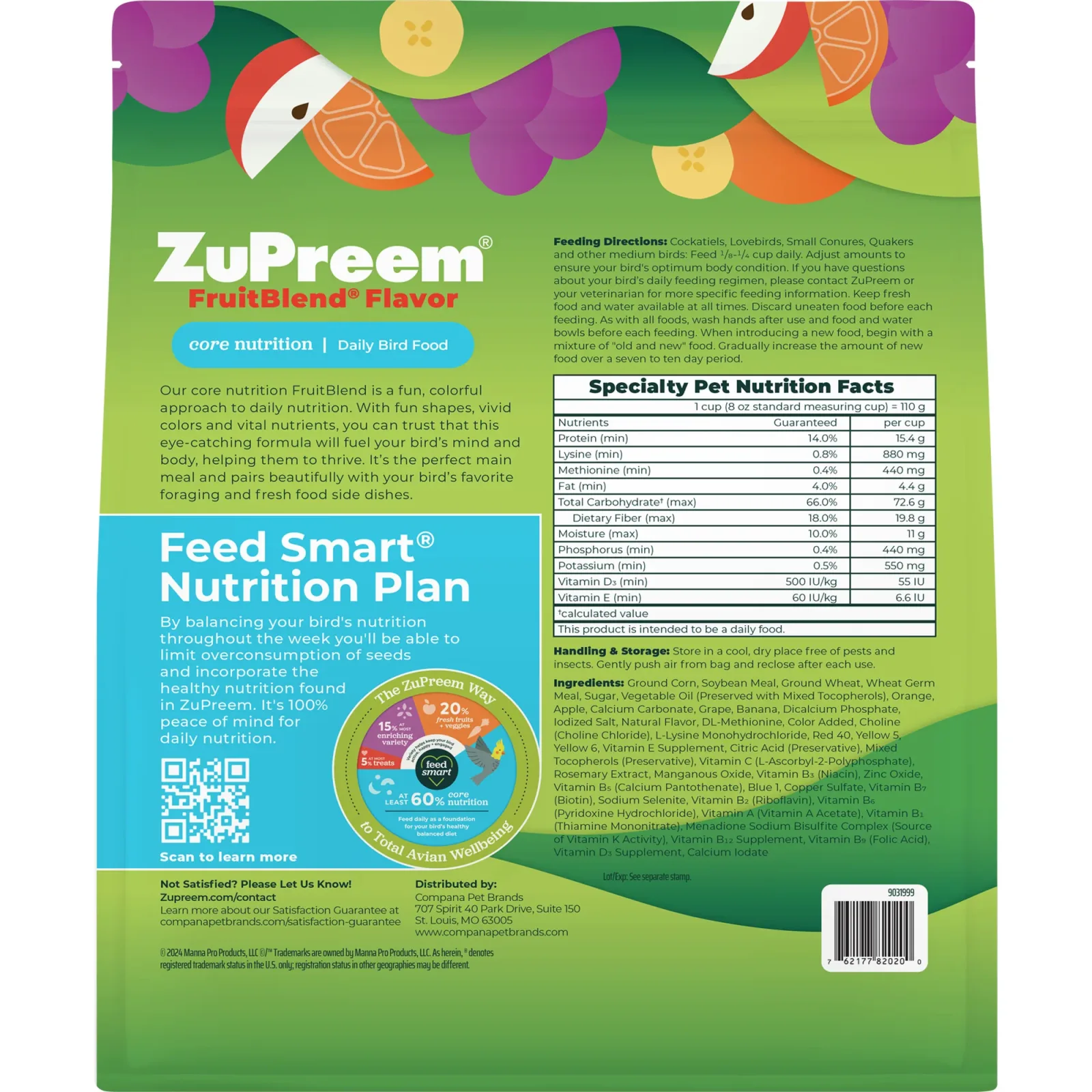 Zupreem FruitBlend Flavor Food with Natural Flavors for Medium Birds - Image 2
